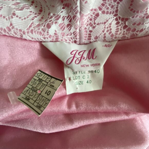 Vintage JJM New York Robe Womens Size 40 Pink Lace Trim Maxi Belted Made USA 70s - Picture 6 of 8